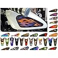 Motorcycle Gas Tank Decals/Sets - for Harley Davidson Sportster Honda Shadow Suzuki Kawasaki Indian Yamaha (Layered Old School Flames - Tangerine/Orchid - 2pc Side Tank Decals)