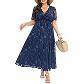 Women Plus Size Summer Dress - Easter Spring Floral Wedding Guest Maxi Long Dress