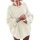 Ugerlov Women's Oversized Sweaters Batwing Sleeve Mock Neck Jumper Tops Chunky Knit Pullover Sweater