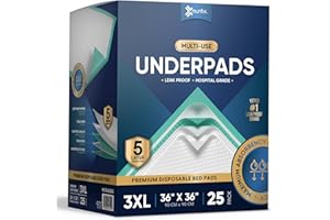 MUNFIX 50 Pack Disposable Bed Pads 36 X 36 Inches, Super Absorbent Extra Large Incontinence Underpads, 125 Gram Heavy Duty Ultra Absorbency Medical Chux, Baby Changing Pad, Dog Puppy Pet Training Pee Pad
