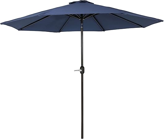 Amazon Com Sunnydaze 9 Foot Outdoor Patio Umbrella With Fade Resistant Umbrella Canopy Auto Tilt Crank Rust Resistant Aluminum Navy Blue Garden Outdoor