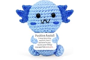 Megele Mini Cute Positive Crochet Animals Axolotl - Handmade Emotional Support Crochet Axolotl, Ideal Funny Gifts for Women Friends & Coworkers