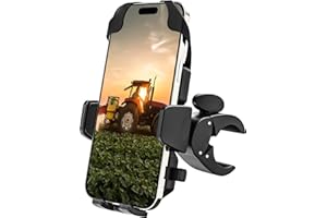 Dosvsi Tractor Phone Clamp Mount, [Upgraded Secure Tether] Stable Cellphone Clip for Forklift/Farming Machine, Front Loader C