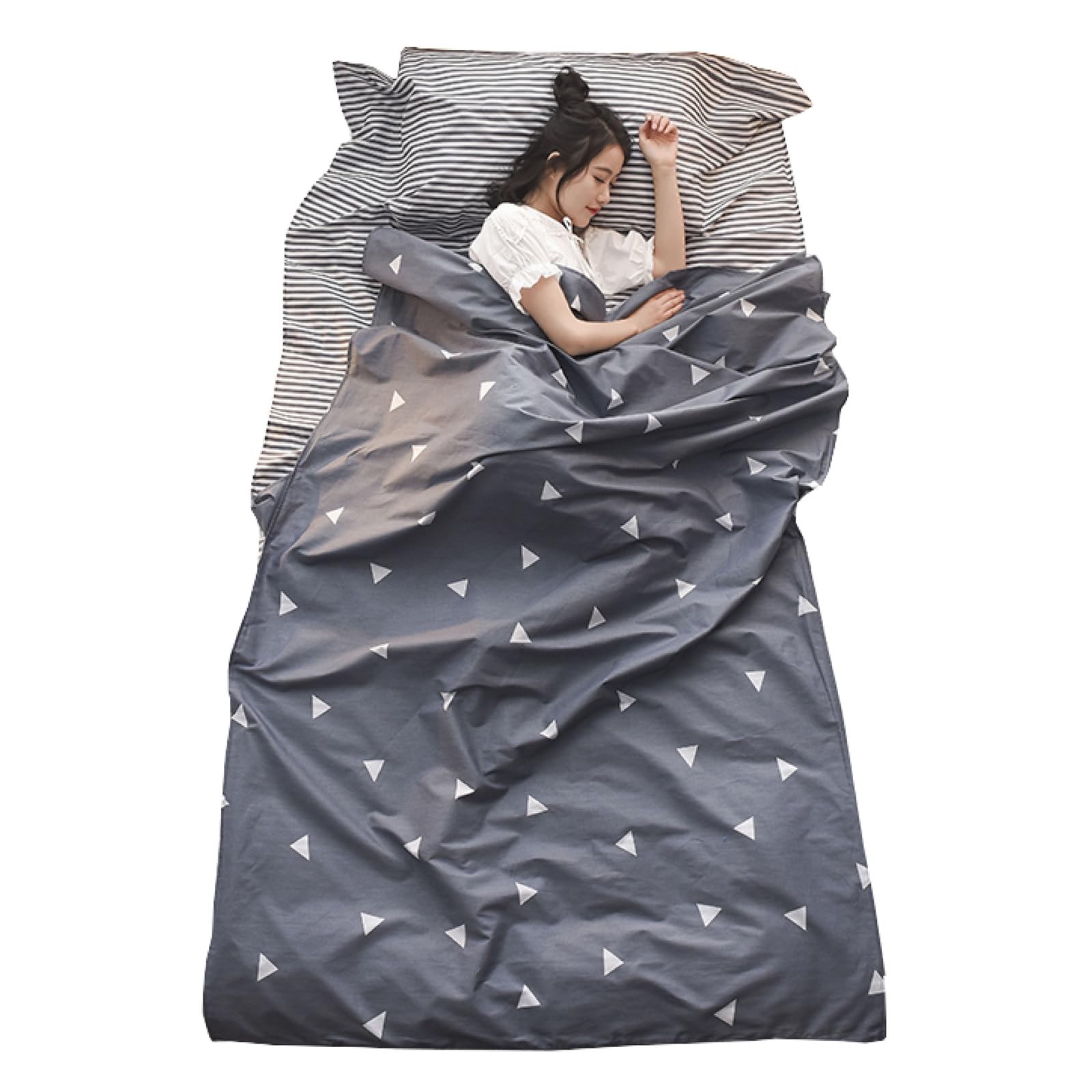 Photo 1 of TRIWONDER Sleeping Bag Liner Camping Sheet Travel Sheet Cotton Lightweight Sleeping Sack for Camping, Traveling, Hotels & Backpacking (Grey, M - 47.2x90.6 in)