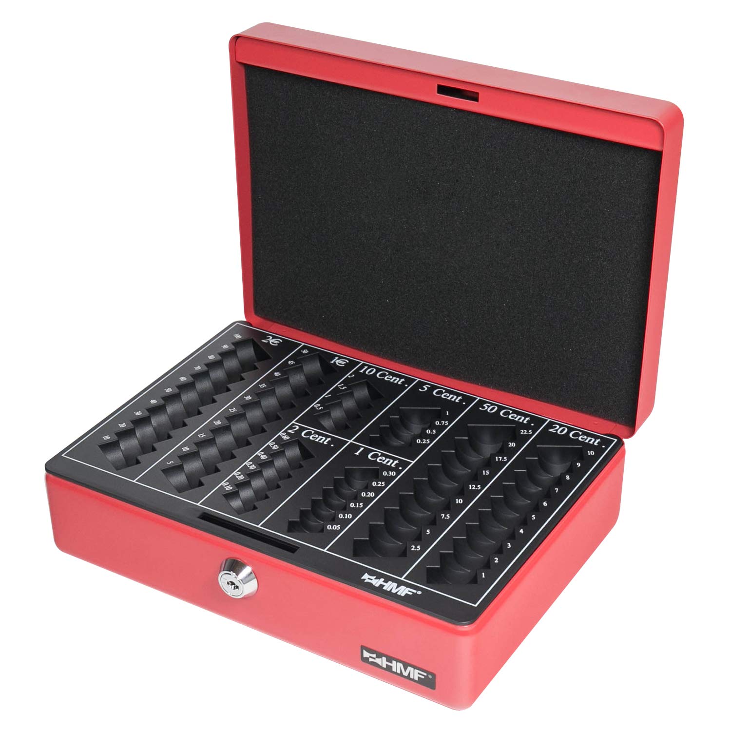 HMF 208-03 Cash Box EURO Coin Tray 25 x 18 x 9 cm, red