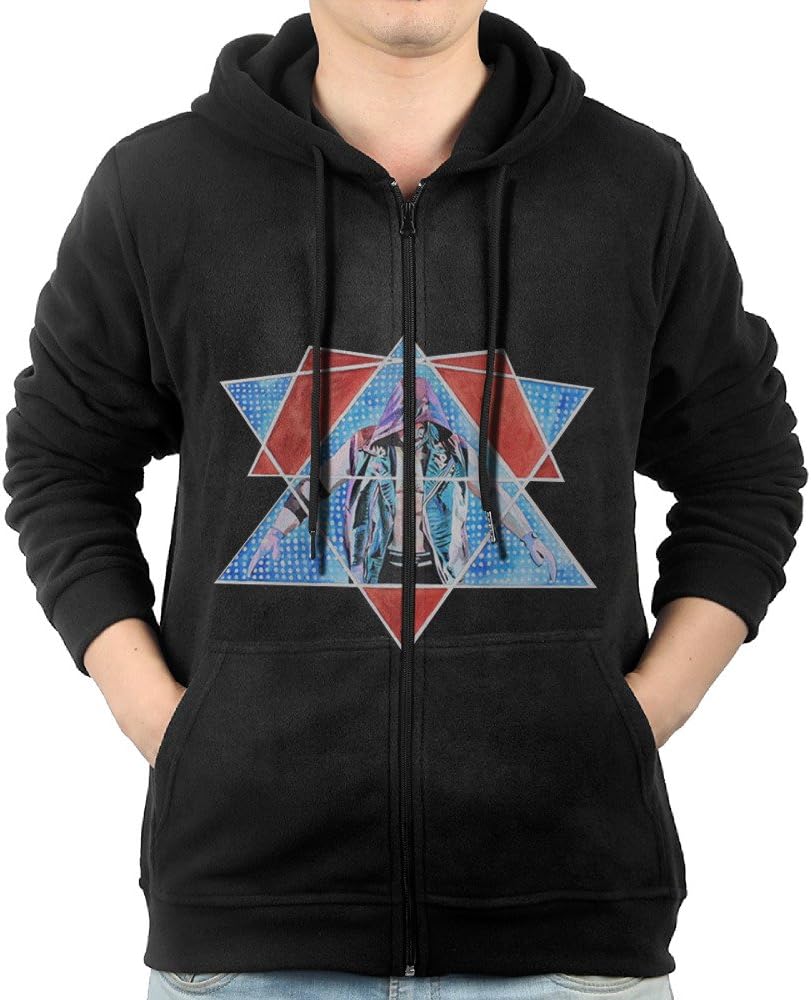 YUfunn Men's AJ Styles Hooded Sweatshirt Pocket Zipper