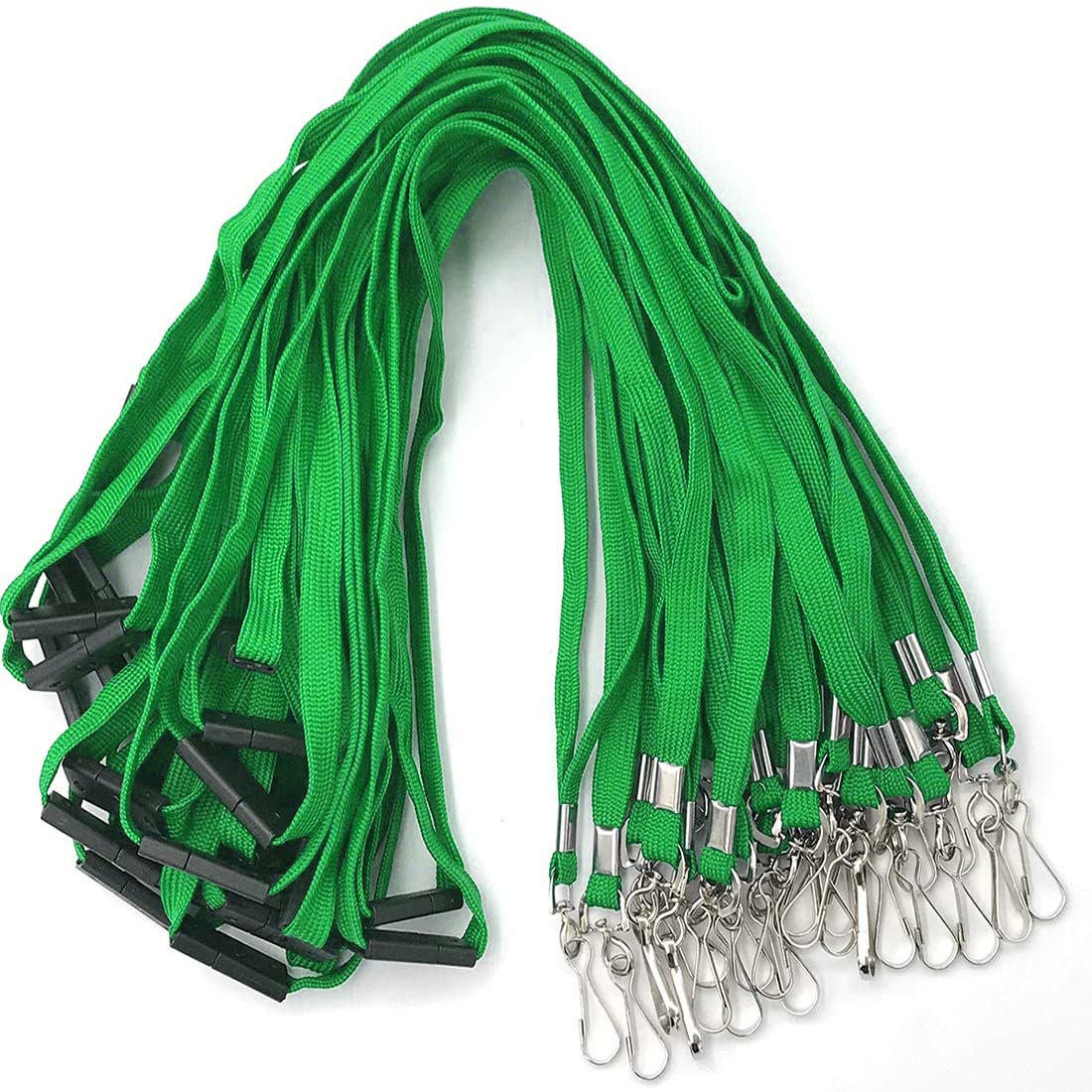 Bird Fiy Lanyards Safety Black Lanyards Neck Flat Premium Breakaway Badge Lanyard with J-Hook for ID Nametag Badge Holder (Green, 50 PCS) โ image 1