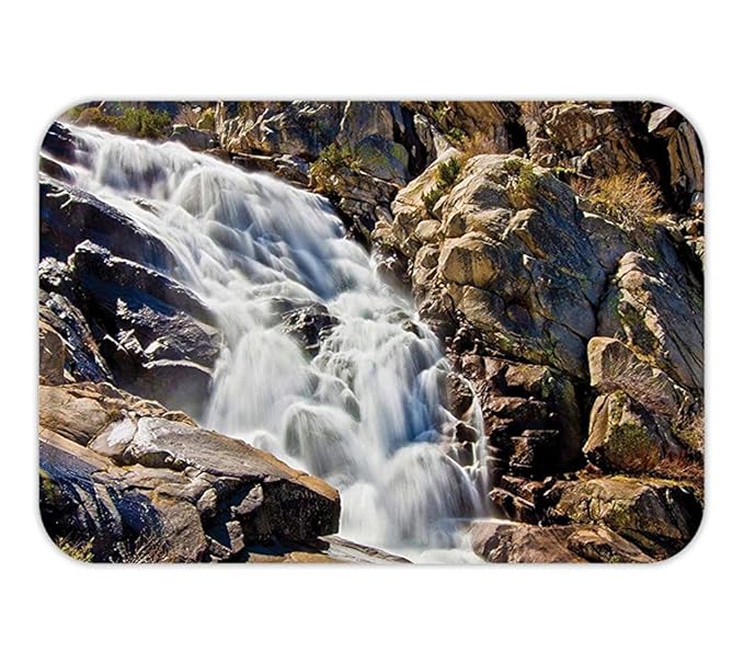 ZKHTO Doormat National ParkHome Decor Stream Bedrock in Sunny Day Wild LandHike Mother Earth Motion Fabric Bathroom Decor Set