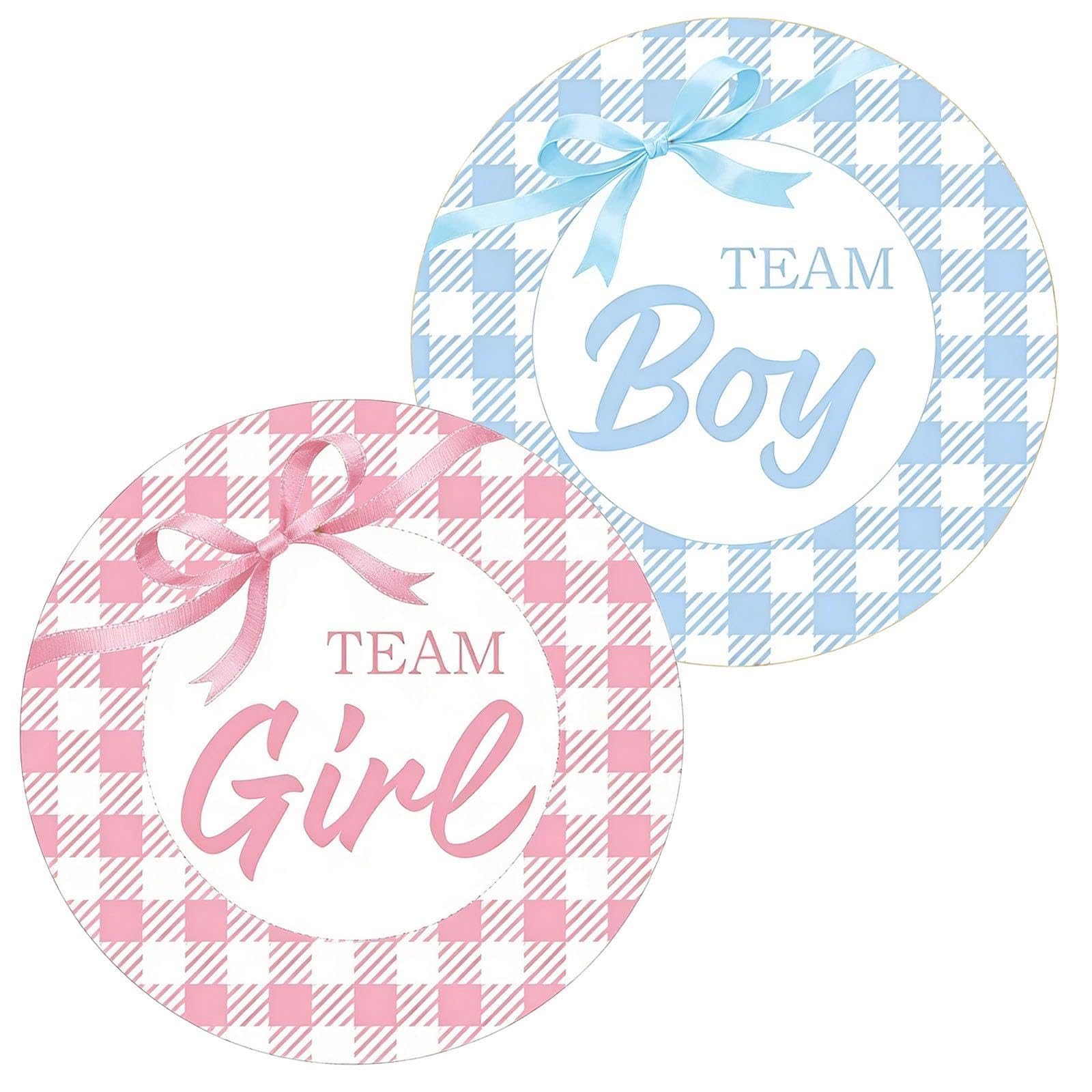 60PCS Gender Reveal Stickers for Baby Shower - Waterproof Self-Adhesive Party Decorations - Pink & Blue Cartoon Design Stickers for Gender Announcement Party Supplies