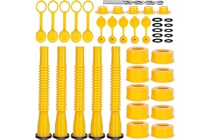 SAHENITEANA Gas Can Spout Replacement, Includes Nozzle, Vent caps, Rubber Gasket, Drill bits, Auxiliary Base Cap, Two Models 