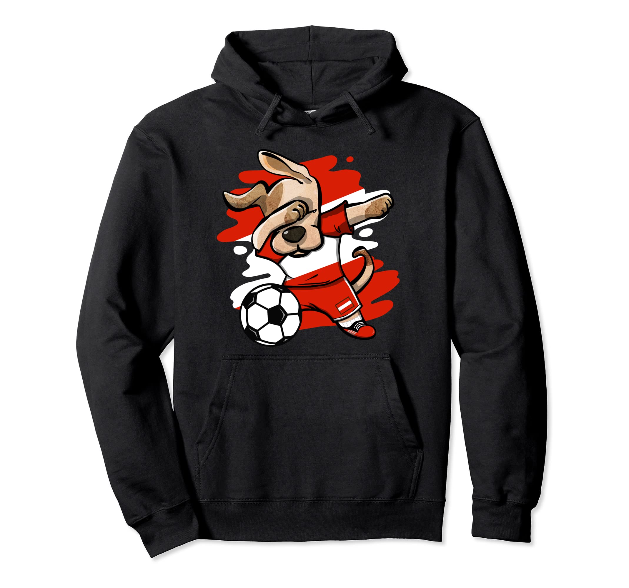 Dabbing Dog Austria Soccer Fan Jersey Austrian Flag Football Pullover Hoodie