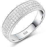 SweetJew 925 Sterling Silver Wedding Rings For Men Round Cut 4 Rows Of Grade 5A Cubic Zirconia Wedding Band Promise Rings For Him Size 7-14