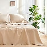 LUTBM Queen Sheet Set Cotton Bed Sheets Gauze 4 Pcs Linen Queen Sheets Set 16" Deep Pocket Sheet & Pillowcase Sets Boho Muslin Queen Sheets Soft Queen Bedding Sets for All Season
