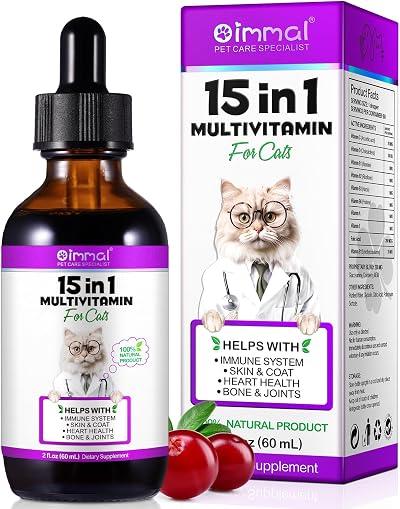 GMOLARSUSCO Cat Multivitamin Drops 15 in 1 Glucosamine Cranberry Immune Support
