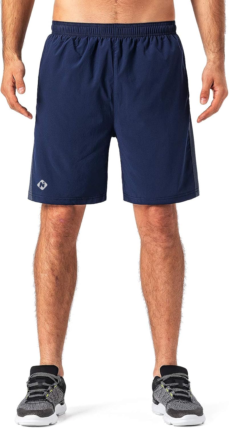 Naviskin Men's 7" Quick Dry Running Workout Shorts Mesh Panels Zip Pocket : Clothing