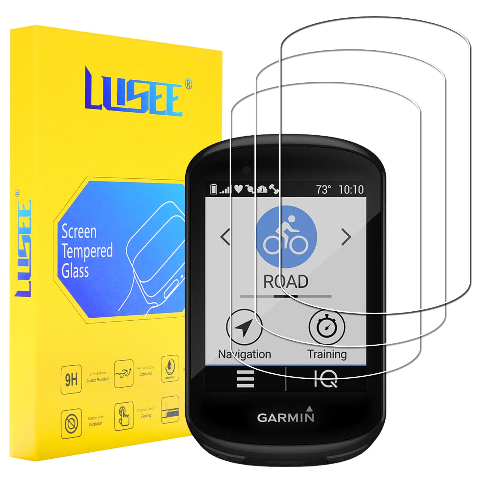 LUSEE Pack of 3 Tempered Glass Screen Protectors for Garmin Edge 830/530 [9H Hard] [HD Clear] [Anti-Scratch] [Anti Fingerprint] 2.5D Screen Protector Film for Garmin Edge 830/530