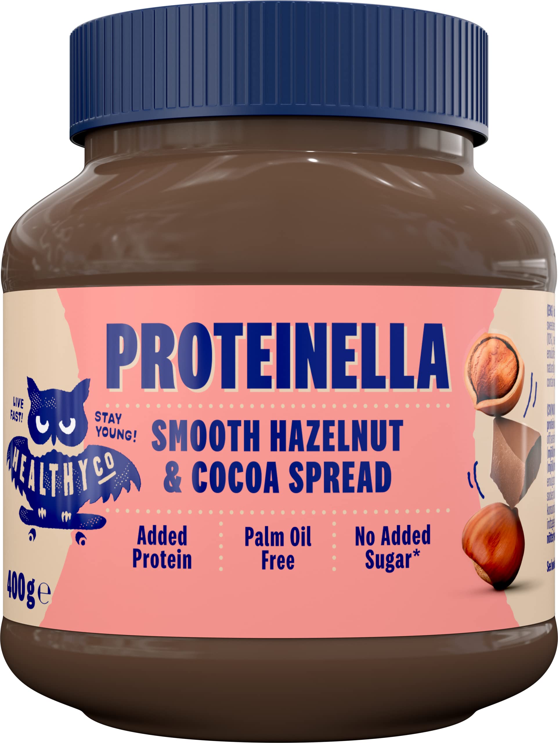 HealthyCo - Proteinella Hazelnut and Cocoa Spread 400g - A Healthy Snack with No Added Sugar, No Palm Oil and Added Protein - A Healthy Chocolate Spread