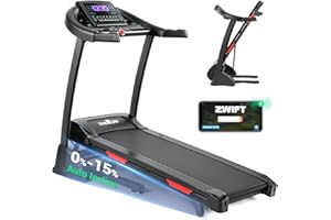 THERUN Incline Treadmill for Running and Walking, 300 lbs Weight Capacity Folding Treadmill with 0-15% Auto Incline, Wide Belt, 3.5HP, App, Heart Rate