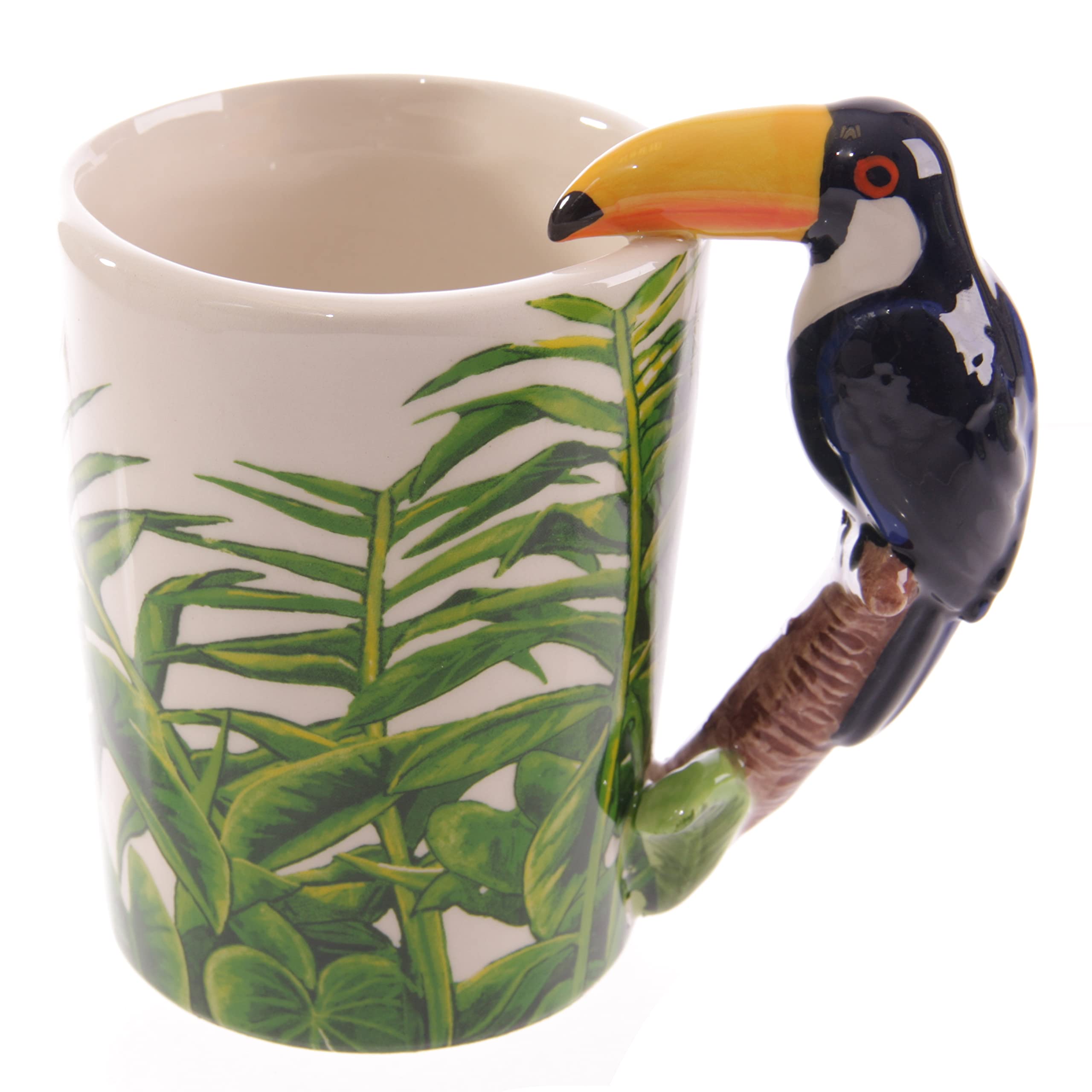 Puckator Toucan Party Ceramic Shaped Handle Tea Coffee Mug - Funny Home Accessories - Cute Gifts for Girlfriend - Large Mugs for Men Women Hot Drinks - Cups Presents - Secret Santa Gift - Cup Set