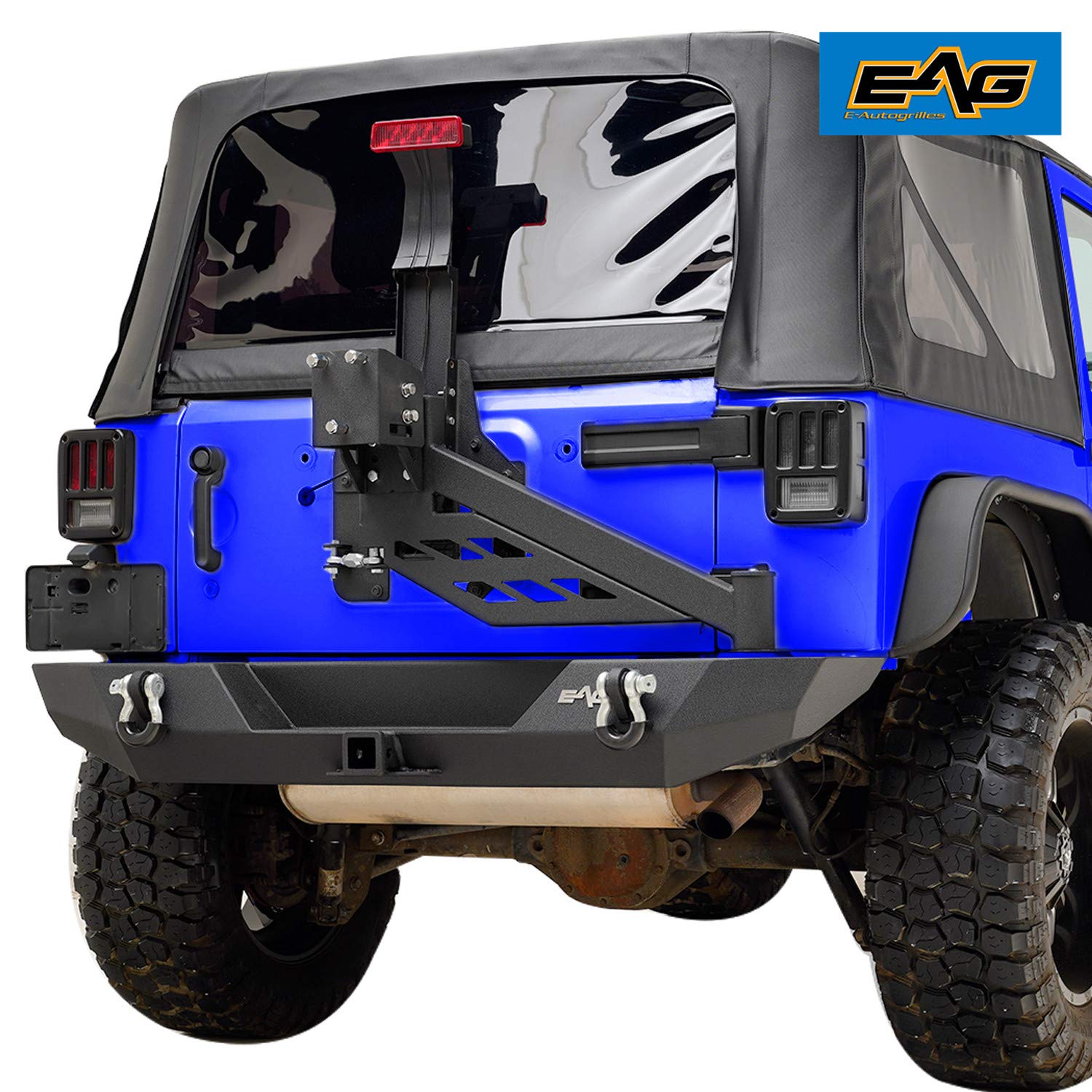 EAG Rear Bumper with Tire Carrier Linkage Offroad Fit for 0718 Jeep