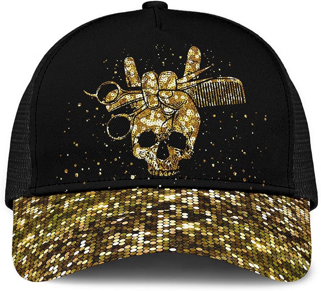 Hairstylist Skull Mesh Black Classic Cap Baseball Cap for Men Cap for