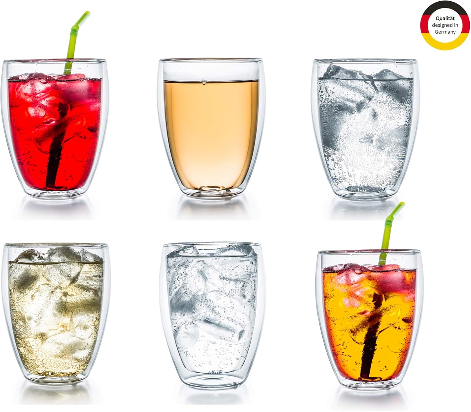 Creano Ensemble de 6 Verres Thermique à Double Paroi Haute, Résistant à la Chaleur en Verre