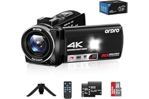ORDRO 4K Video Camera Z36-1080P 30FPS Camcorder with IR Night Vision for YouTube, 3" HD Screen 18X Digital Zoom Vlogging Came