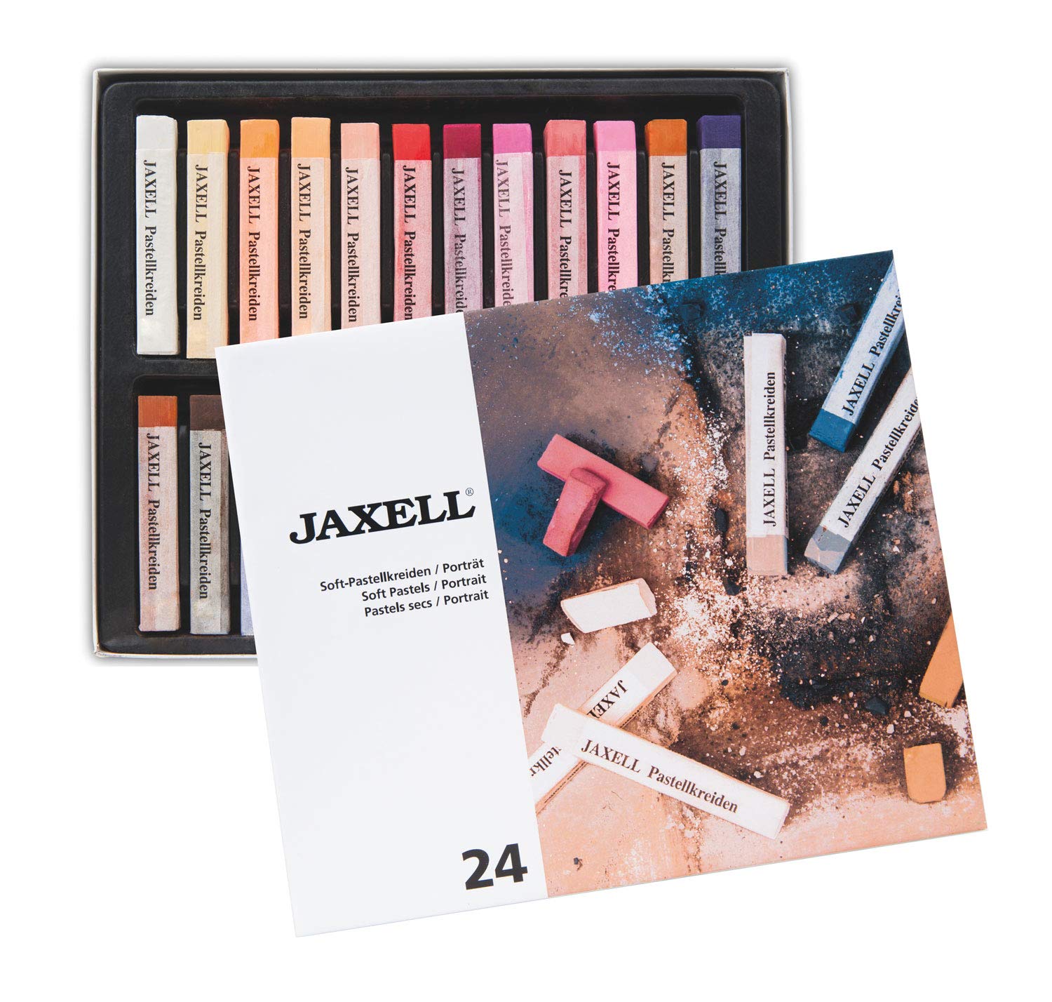 Honsell 47650 Jaxell Pastel Chalk, Square Shape, for Flat and Precise Working, Rich Non-fading Colours, Ideal for Artists, Amateur Painters, Children, Schools
