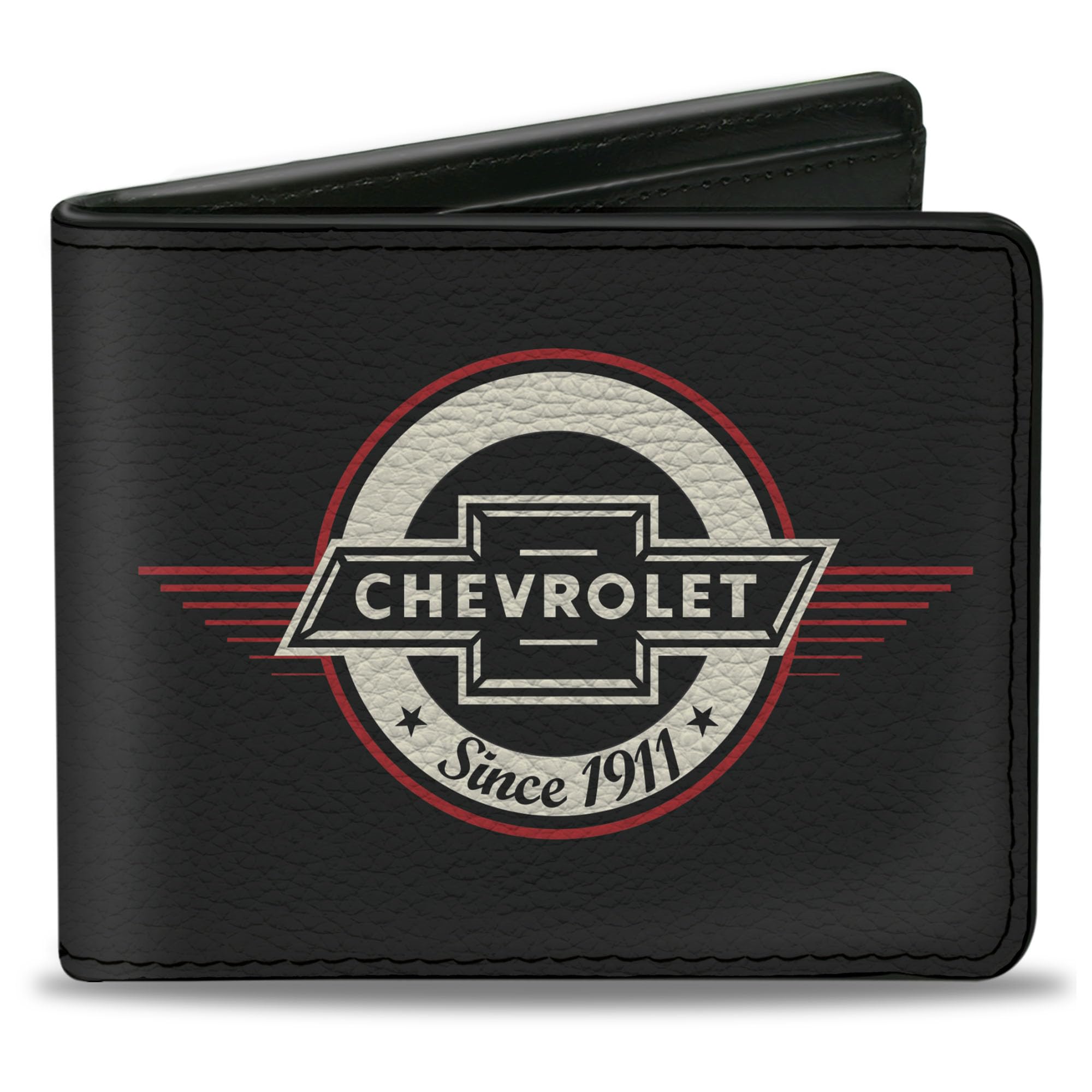 Buckle-Down Men's PU Bifold Wallet-Retro Chevy Bowtie Since 1911 Black/Red/Ivory, Multicolor, 4.0" x 3.5", Multicolor, 4.0" x 3.5", Pu Bifold Wallet - Retro Chevy Bowtie Since 1911