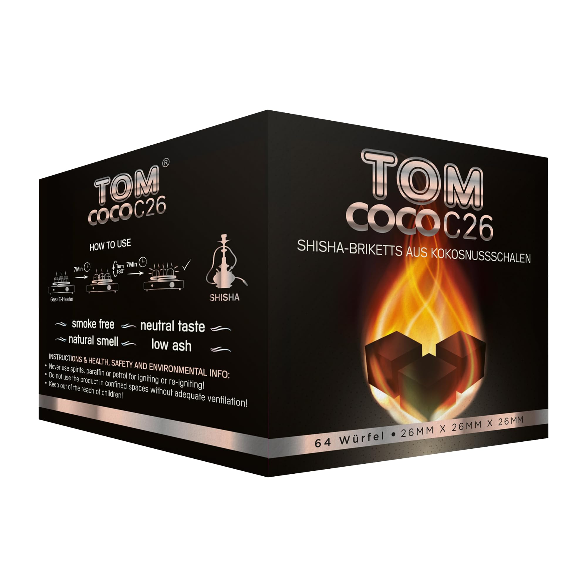 Tom Coco C26 Gold 1 kg Shisha Charcoal Small
