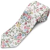 Gsyziux Flora Mens Ties, Cotton Skinny Ties for Men 2.75" Wildflower Men's Necktie for Wedding Groomsmen Graduation Banquet