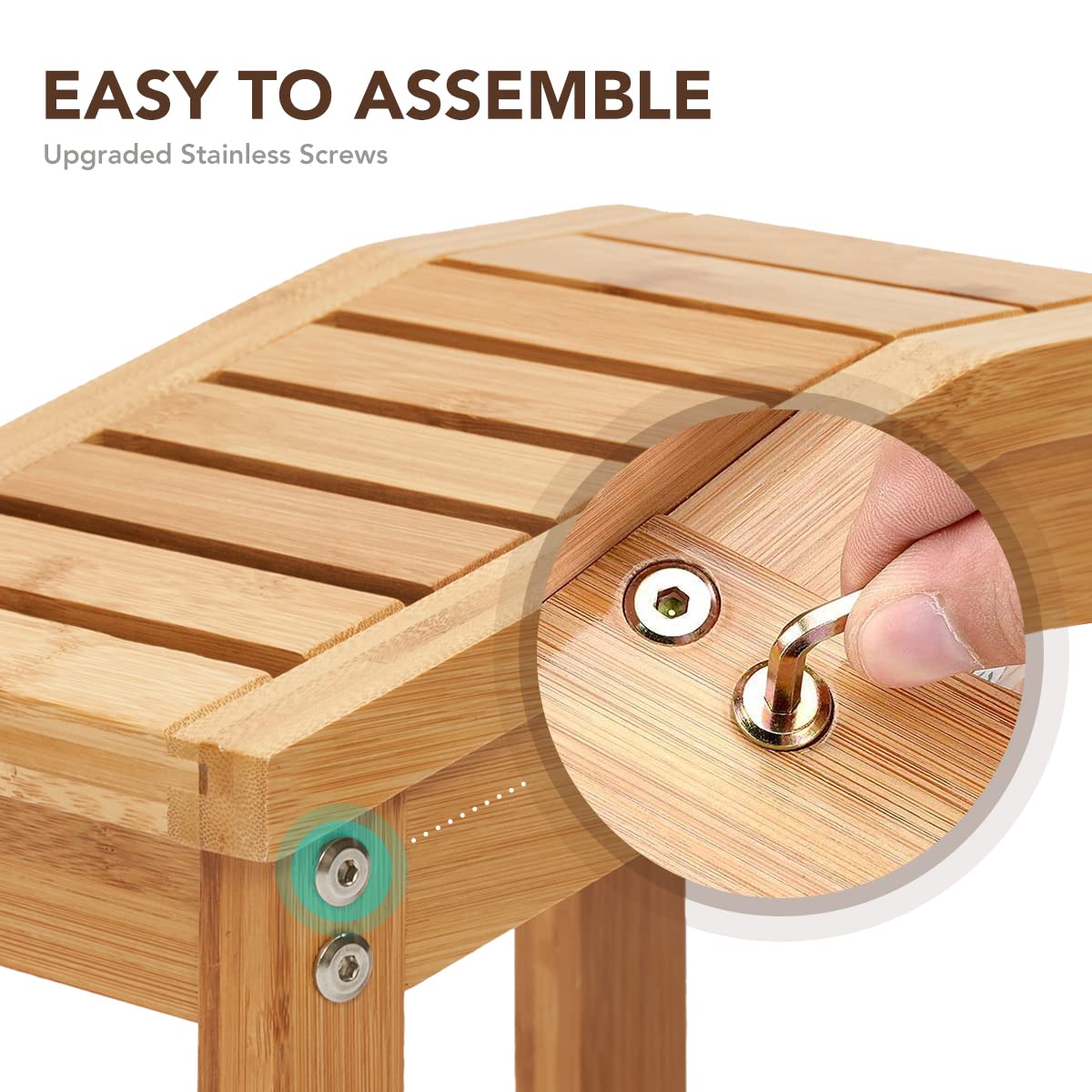 OasisSpace Shower Foot Rest - Small Shower Foot Stand for Shaving Legs & Pedicure, Waterproof Bathtub Shower Foot Stool with Non-Slip Sturdy Feet, Bamboo Shower footrest Perfect for Indoor & Outdoor