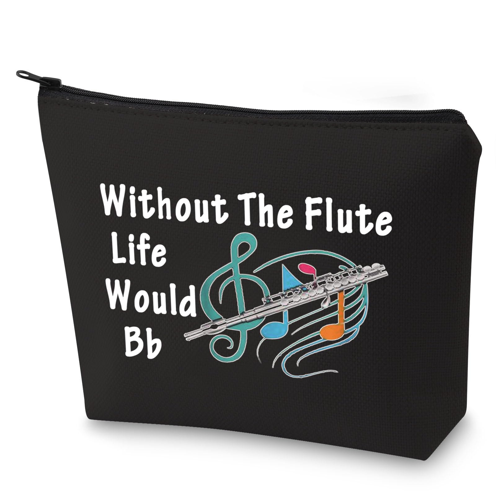LEVLO Flutist Gift for Flute Player Without The Flute Life Would Bb Cosmetic Bag Flute Teacher Gift (Without Flute-BK)