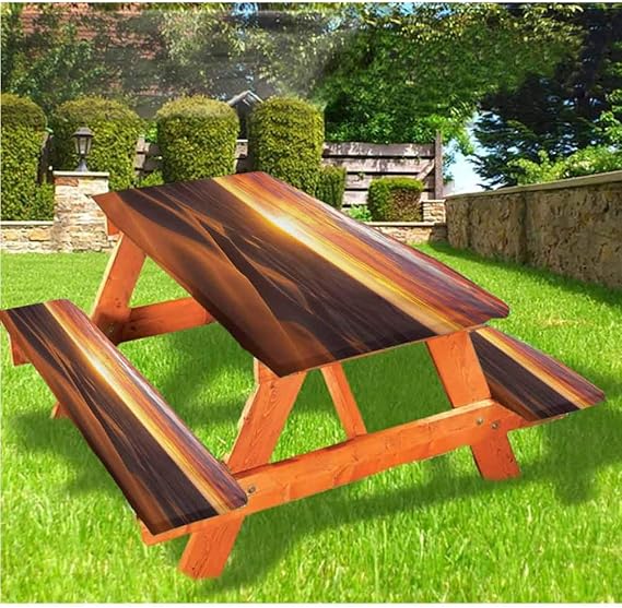 Juego de mesa y bancos de pícnic de primavera, con diseño de flores