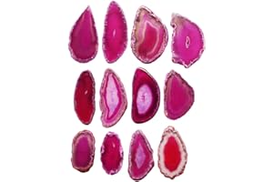mookaitedecor Polished Agate Slices Geode Top Drilled Pendant Slice for Jewelry Making Pack of 12