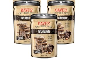 Dave's Sweet Tooth Toffee - Dark Chocolate Toffee Gift Set (4 oz. x 3) - Handmade & Homemade Dark Chocolate Gourmet Soft Toffee with Real Butter, Real Sugar, Hand-Sliced Almonds, Naturally Gluten-Free
