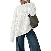ZAFUL Cable Knit Sweaters for Women Crewneck Casual Knit Pullover Sweater Long Sleeves Jumper Tops