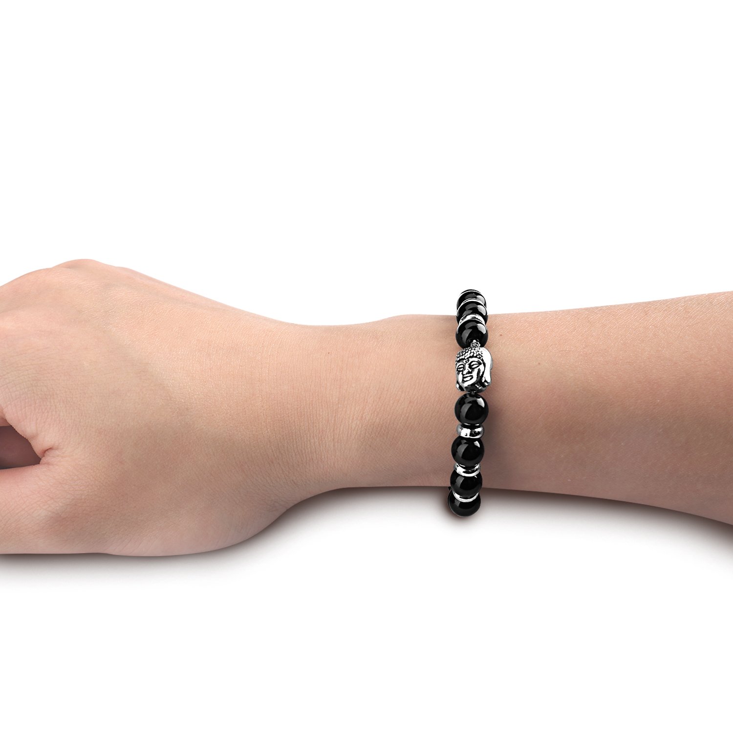 Bead Bracelets,UHIBROS Unisex Natural Tiger Eyes, Black Matte, Weathering Agate Beads Stretch Bracelets With Leopard Head Gold,Silver