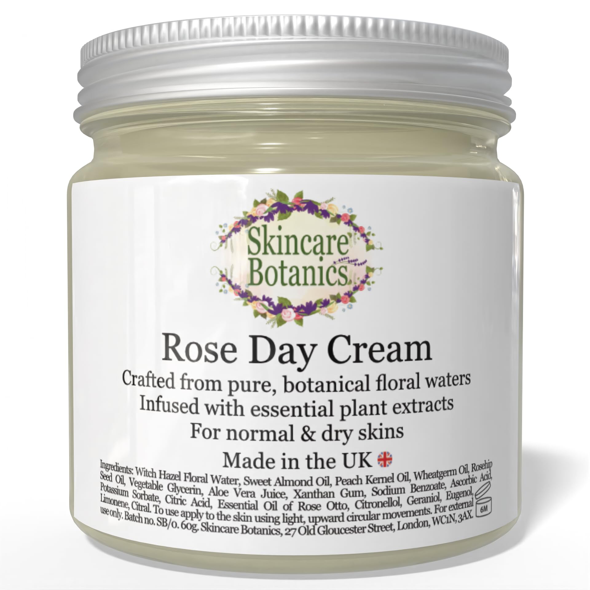 Skincare Botanics Organic & Natural Botanical Rose Day Cream - Cruelty Free, Paraben free, Palm Oil Free, Plastic Free, Handcrafted in the UK