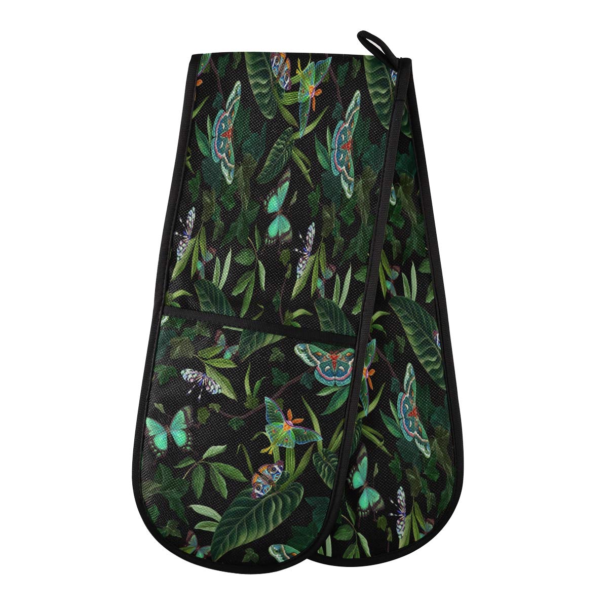ZZXXB Jungle Butterfly Double Oven Mitt Heat Resistant Non-Slip Kitchen Gloves Extra Long 7" x 35" for Cooking Baking Barbecue Grilling