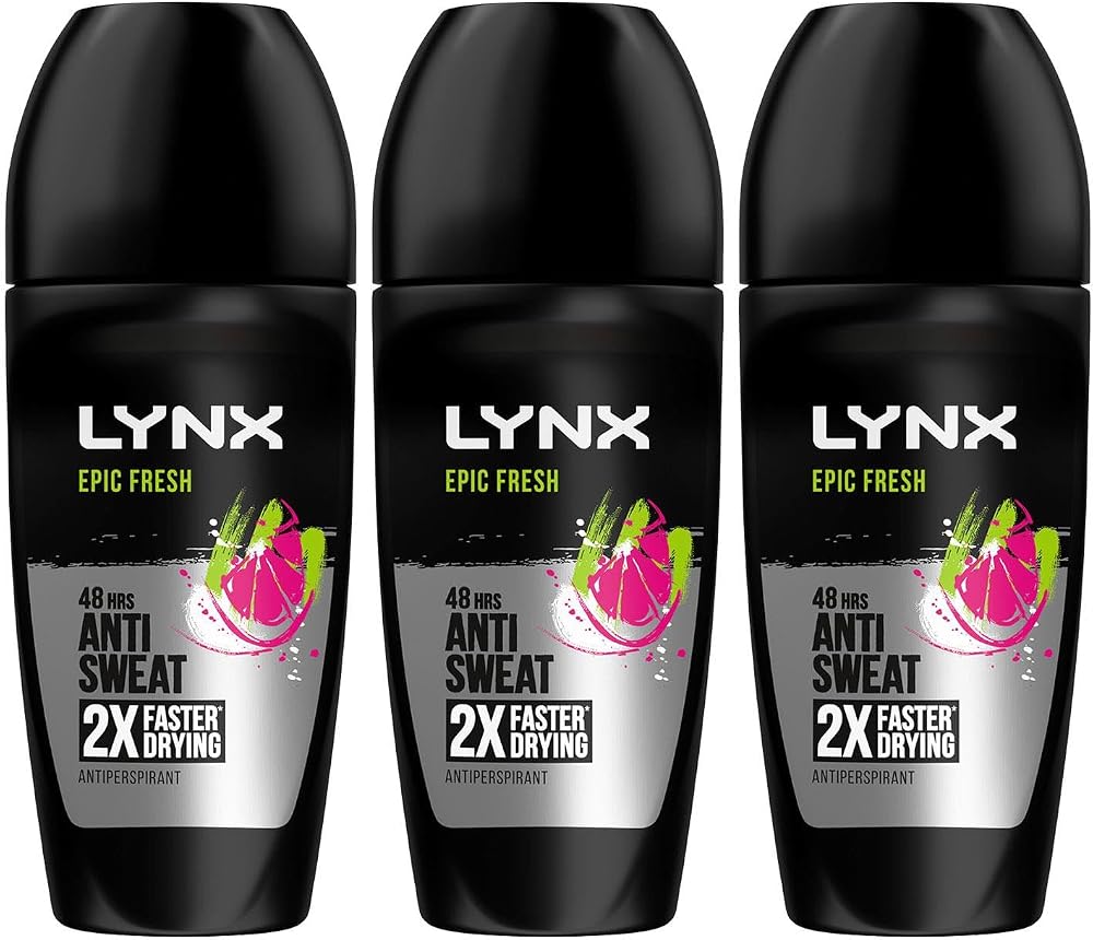 Lynx Epic Fresh Antiperspirant Roll On Men 50ml Pack of 3 48H Sweat Odour