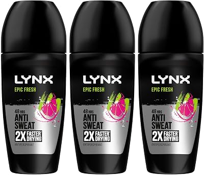 Lynx Epic Fresh Antiperspirant Roll On Men 50ml Pack of 3 48H Sweat Odour