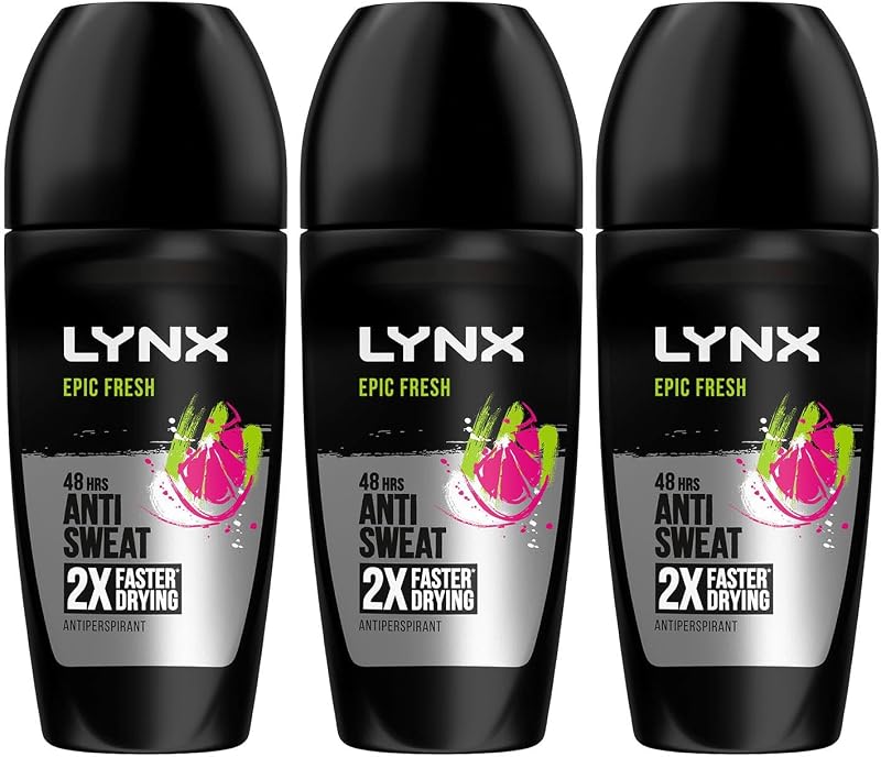 Lynx Epic Fresh Antiperspirant Roll On Men 50ml Pack of 3 48H Sweat Odour