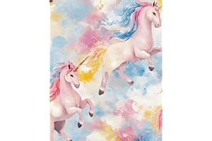 Fvlow Watercolor Painting Peel and Stick Wallpaper Large Unicorn Wallpaper 17.4" x 118" Multi-Color Contact Paper Removable S