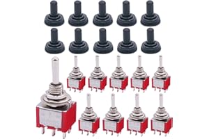 Twidec/10Pcs Mini Toggle Switch DPDT 3 Position 6 Pins ON/OFF/ON AC 125V 5A Car Boat Switches with Waterproof Cap MTS-203MZ