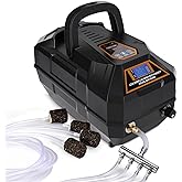 hygger Rechargeable Aquarium Pond Air Pump, Powerful Quiet Commercial Tank Air Pump with Hose Air Stone Check Valve Adjustable Flow Diverter Valve for Fishing Yacht/Power Outages/Hydroponic