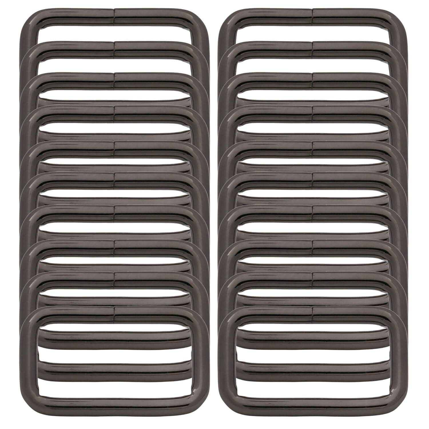 BIKICOCO Metal Rectangle Ring Buckles Square Strap Webbing Belt Rings for Bag Purse Non Welded 1-1/4 x 5/8 Inch, Gunmetal, Pack of 20
