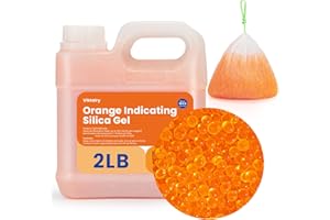 VIKTAIRY 2LBS Desiccant Beads, Premium Color Indicating Silica Gel Beads Bulk, Industry Standard 3-5 mm Rechargeable Desiccant for 3D Filament, Electronic Devices, Camera, Documents, Safe (5PCS Organza Bags)