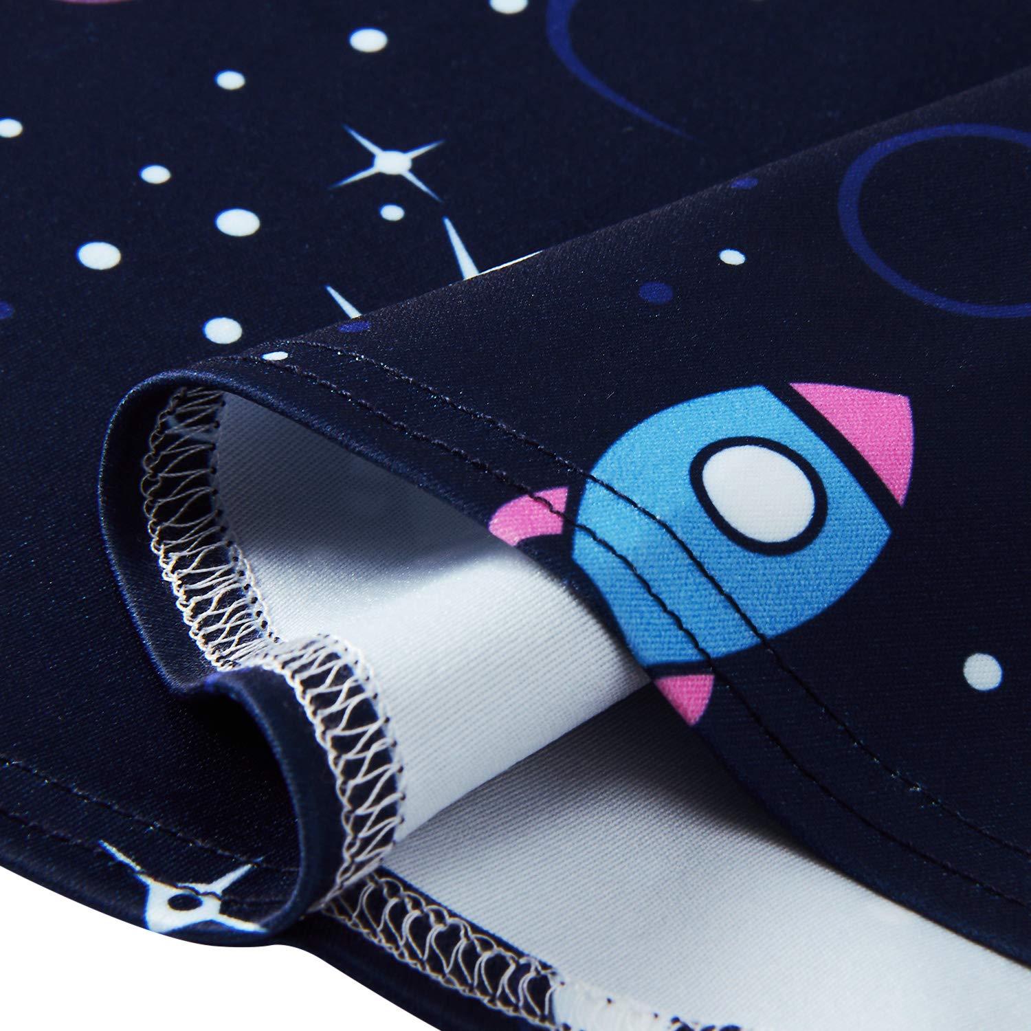 Leapparel Kid Girls Dress Round Neck Skirt Space Dresses Cotton Cartoon Sundress 3D Print A Line Clothes Wedding Picnic Dresses Planet Frocks 6-7 Years Old