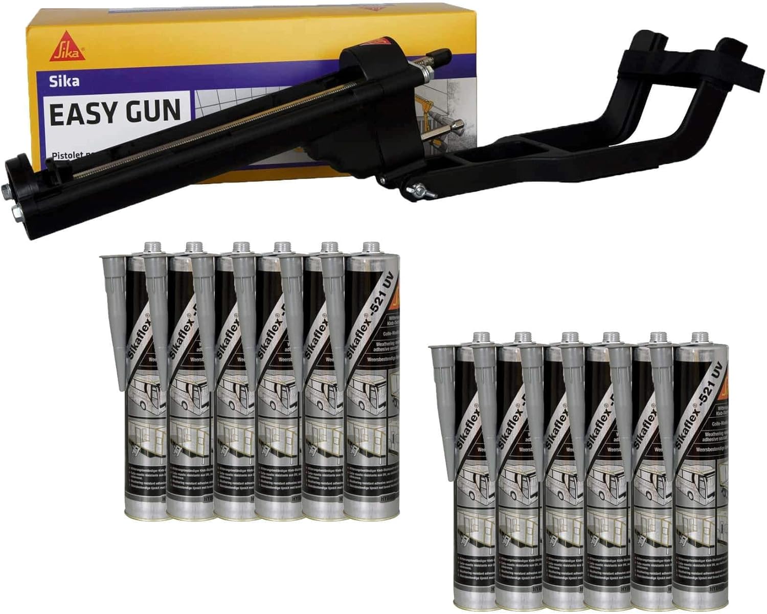 SIKA EasyGun Sealant Gun Pack 12 Sikaflex 521 UV Hybrid Sealant Glue